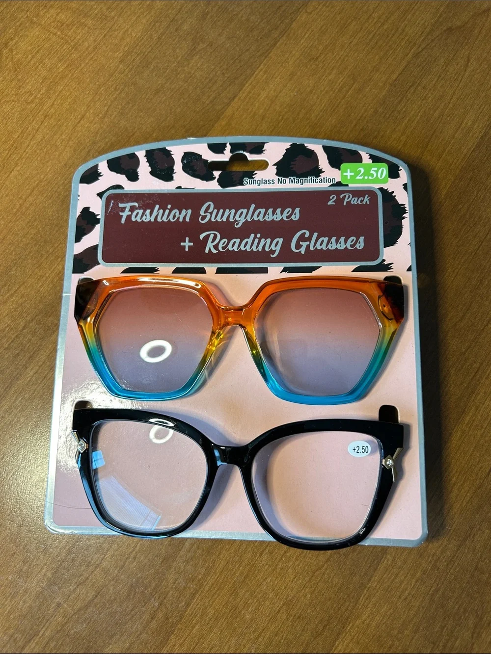 2-Pack Fashion Sunglasses + Reading Glasses — Orange Blue Gradient & Black